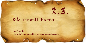 Körmendi Barna névjegykártya