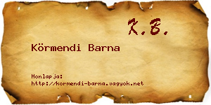 Körmendi Barna névjegykártya