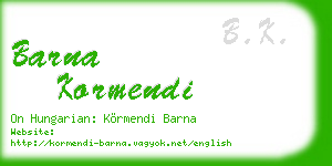 barna kormendi business card