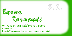 barna kormendi business card